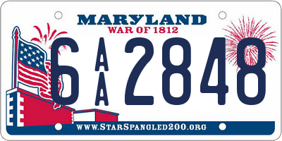 MD license plate 6AA2848