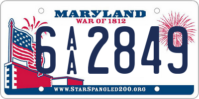 MD license plate 6AA2849