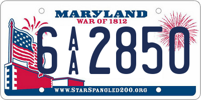 MD license plate 6AA2850