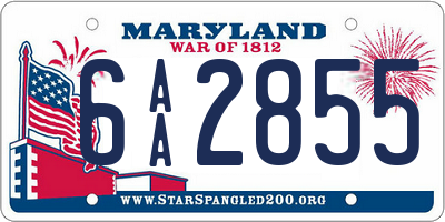 MD license plate 6AA2855