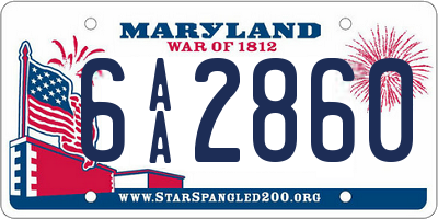 MD license plate 6AA2860