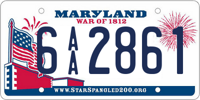 MD license plate 6AA2861