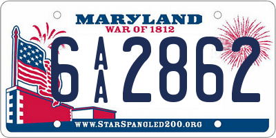 MD license plate 6AA2862