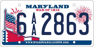 MD license plate 6AA2863