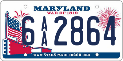 MD license plate 6AA2864