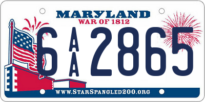 MD license plate 6AA2865