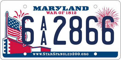 MD license plate 6AA2866