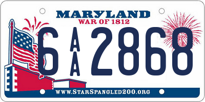 MD license plate 6AA2868