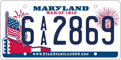 MD license plate 6AA2869