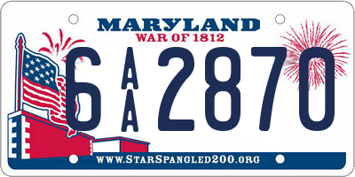 MD license plate 6AA2870