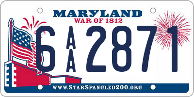 MD license plate 6AA2871