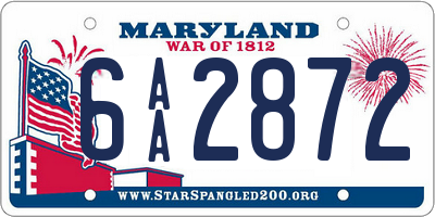 MD license plate 6AA2872