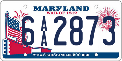 MD license plate 6AA2873