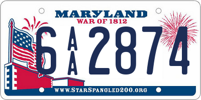 MD license plate 6AA2874