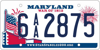 MD license plate 6AA2875