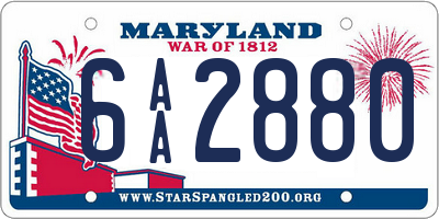 MD license plate 6AA2880