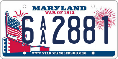 MD license plate 6AA2881