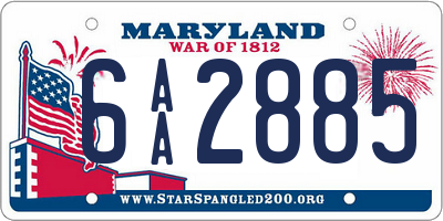 MD license plate 6AA2885