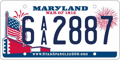 MD license plate 6AA2887