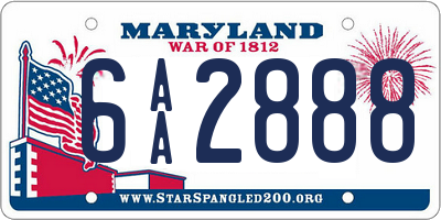 MD license plate 6AA2888