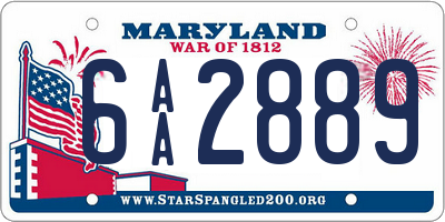 MD license plate 6AA2889