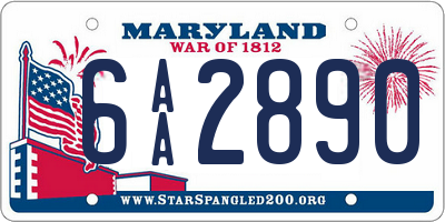 MD license plate 6AA2890