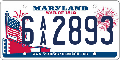 MD license plate 6AA2893