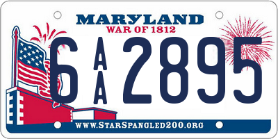 MD license plate 6AA2895