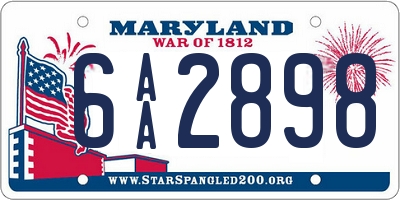 MD license plate 6AA2898