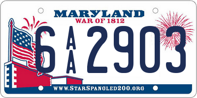 MD license plate 6AA2903