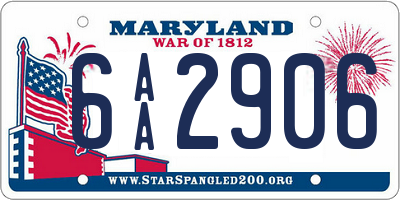 MD license plate 6AA2906