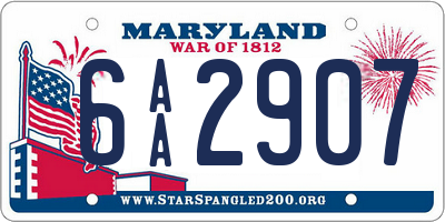 MD license plate 6AA2907