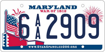 MD license plate 6AA2909