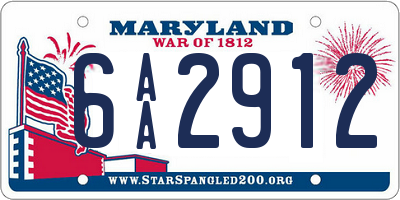 MD license plate 6AA2912