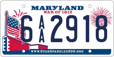 MD license plate 6AA2918