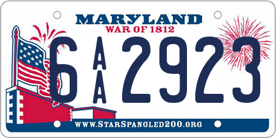 MD license plate 6AA2923