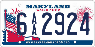 MD license plate 6AA2924