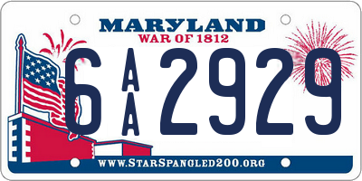 MD license plate 6AA2929