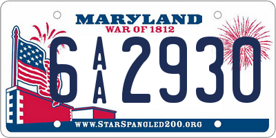 MD license plate 6AA2930