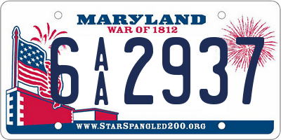 MD license plate 6AA2937