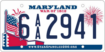 MD license plate 6AA2941