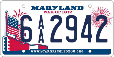 MD license plate 6AA2942