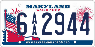 MD license plate 6AA2944