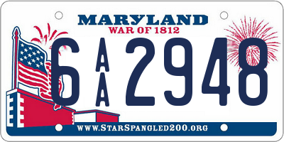 MD license plate 6AA2948