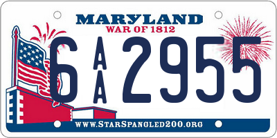 MD license plate 6AA2955