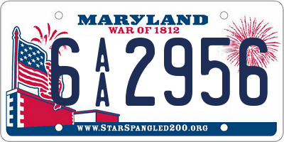 MD license plate 6AA2956