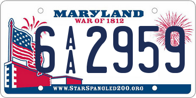 MD license plate 6AA2959