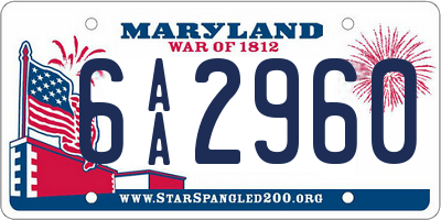 MD license plate 6AA2960