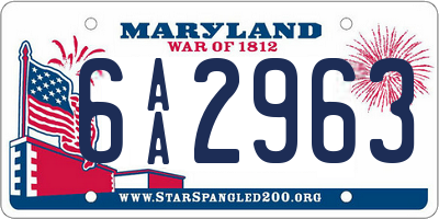 MD license plate 6AA2963