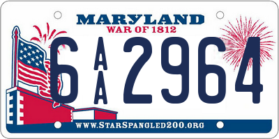 MD license plate 6AA2964